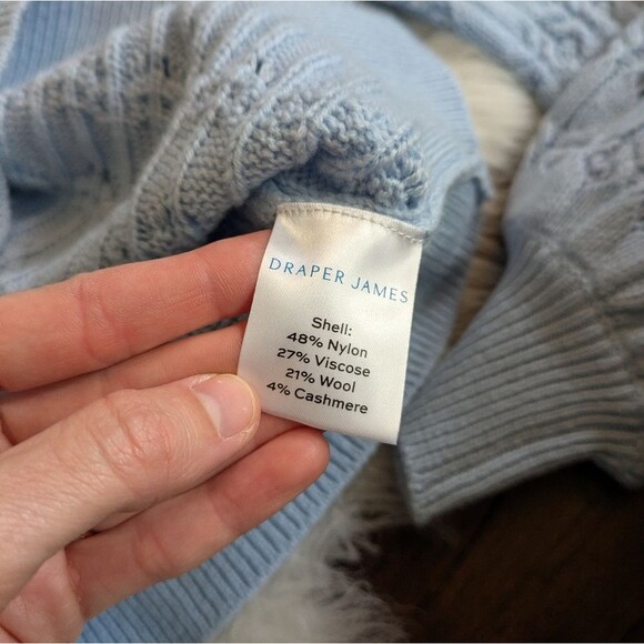 NWT Draper James Wool Cashmere Puff Sleeve Pointelle Cable Knit Sweater S Small - Picture 7 of 7